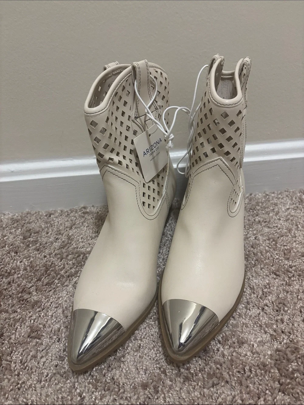Boots For Fall Company Coastal Western Ankle Bootie with Metallic Silver Cap Toe